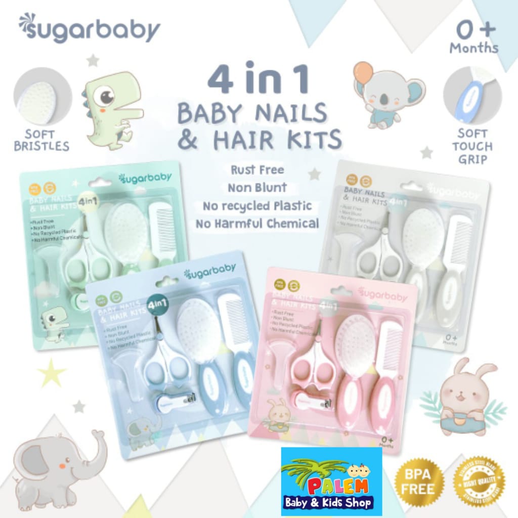 Sugar baby 4in1 Baby Nail &amp; Hair Kits (Perlengkapan Perawatan Kuku dan Rambut Bayi 4in1)