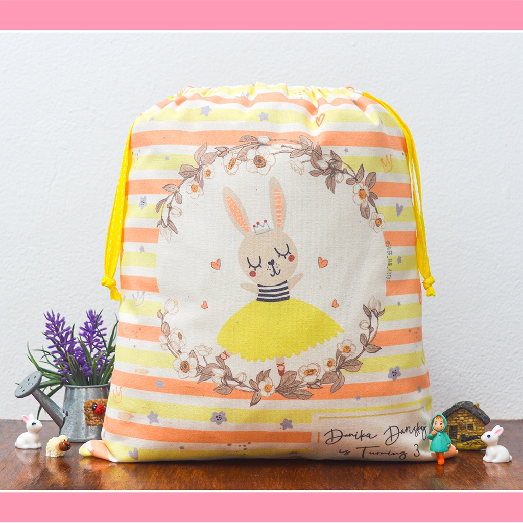

Full Print 1 sisi Goodie Bag Pouch Serut Belacu Tas Ulang Tahun custom ukuran 25x30