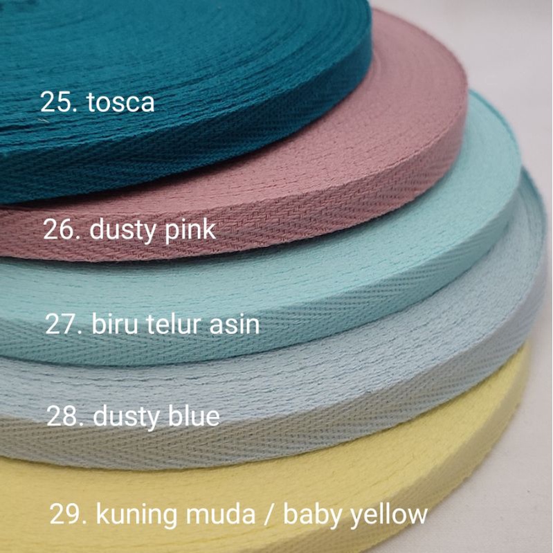 Colorful Bisban 1cm bias tape twill tape katun (1 rol / 45m)