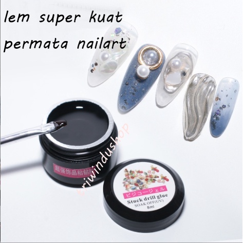 Lem kuku Gel Transparan Super Lengket isi 8ML untuk Permata Nail Art