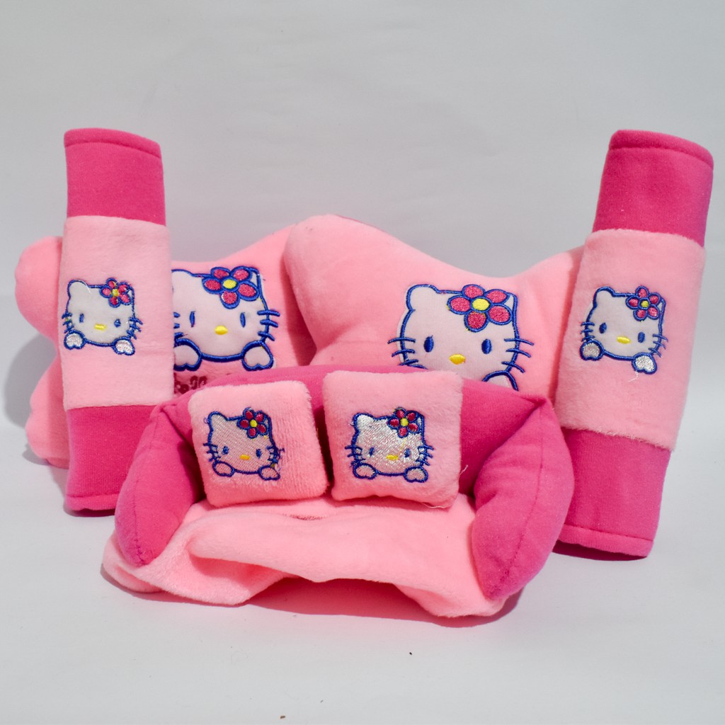 Bantal Mobil 3in1 HELLO KITTY Car set Pillow 3 in 1 Sandaran Kepala Leher Carset Helo Kity PINK