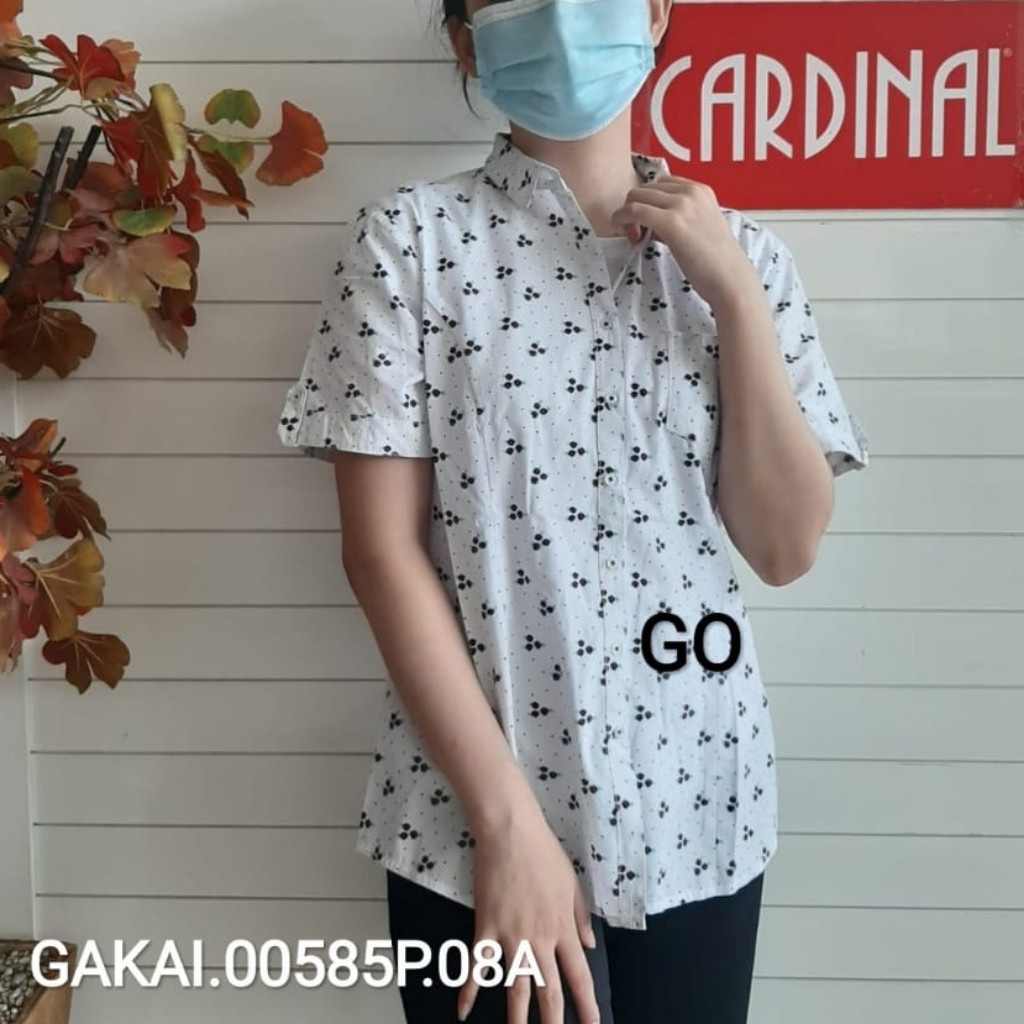 gof KPG CARDINAL KEMEJA GIRL PUTIH Polos &amp; Motif Lengan Pendek Pakaian Hem Wanita Formal Distro Original