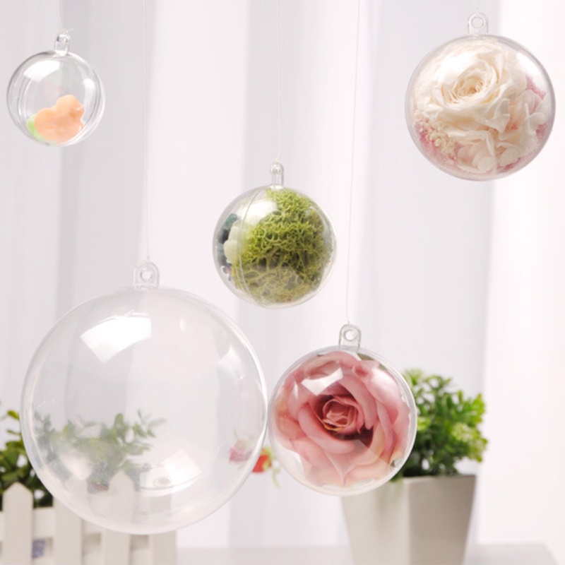 5pcs Ornamen Liontin Bola Gantung Bahan Plastik Bening Ukuran 4 / 5 / 6 / 7 / 8 / 9 / 10cm Untuk Pohon Natal