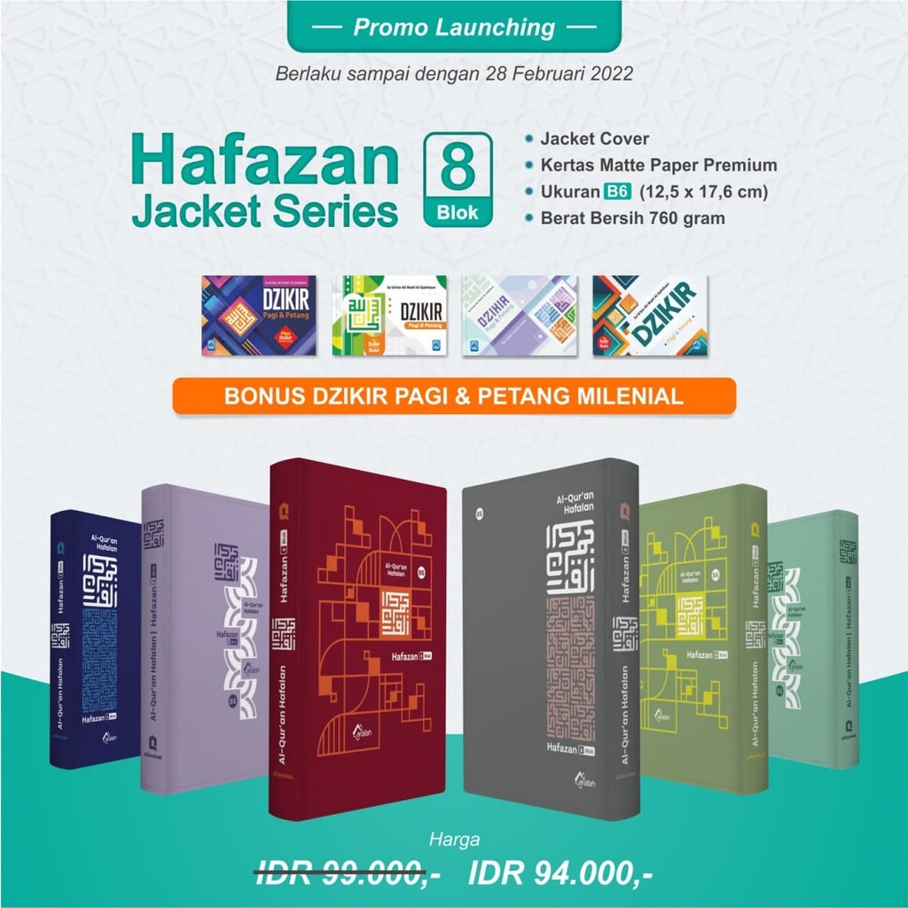 NEW Al Qur'an Hafalan Hafazan 8 Blok Cover Jaket B6 - Al-Qosbah