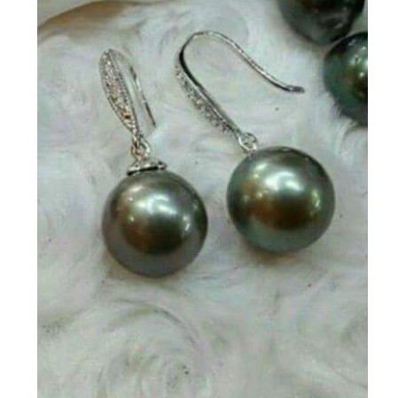 BERSERTIFIKAT ANTING SIMPEL RHODIUM ASLI MUTIARA SHELL BESAR LOMBOK GIWANG KERABU KEKINIAN