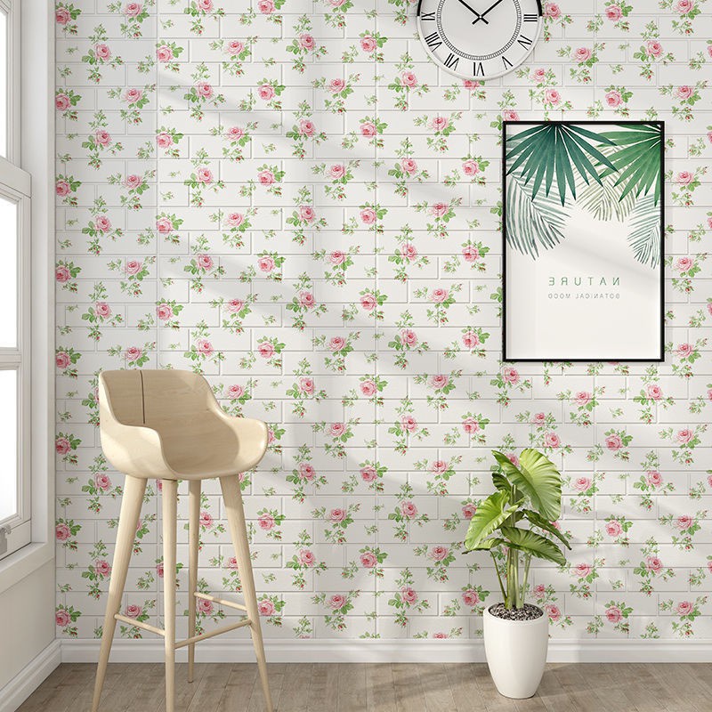 Ready Stock Wallpaper Dinding 3D Foam Motif Batu Bata Dekorasi Dinding Kamar Murah