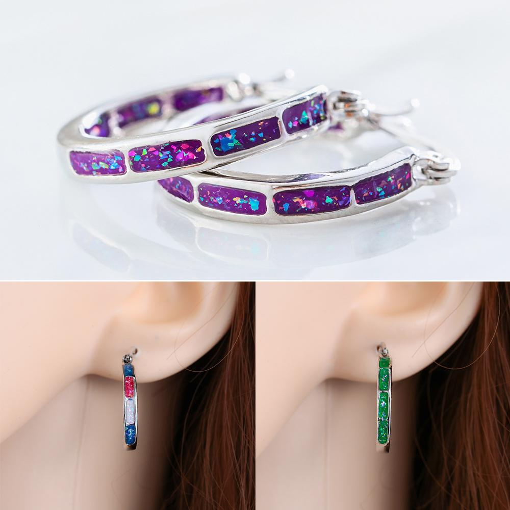 Chookyy Penurunan Berat Badan Hoop Wanita Baru Fashion Jewellery Multicolor Chakra Stud Earrings Gallstone Earrings