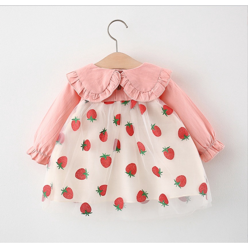 DST45-NEW Dress bayi/dress anak /pakaian bayi anak perempuan motif strawberry