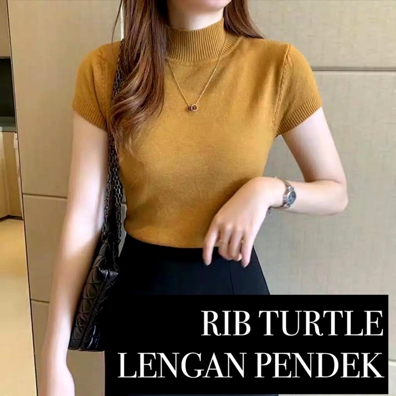 REYA TOP RAJUT KAOS RIB LEHER TINGGI INNER KNIT TURTLENECK BLOUSE KANTOR KERJA KULIAH SIMPLE POLOS MURAH GROSIR ADEM