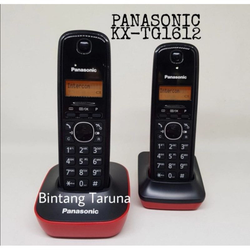 Telepon Wireless Panasonic KX-TG1612 (2 handset) (Merah)