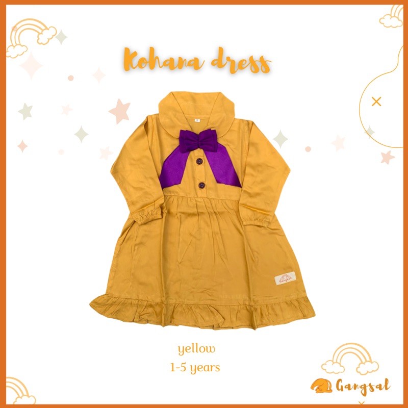 Gangsal alit – Dress anak perempuan warna kuning usia 1 sampai 5 thn – dress anak pita – dress lucu