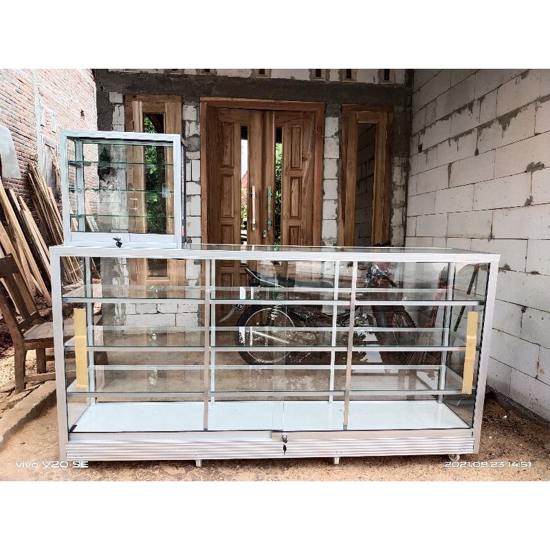 PAKET HEMAT etalase toko 2 meter+etalase mini