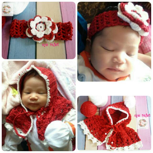 Red Riding Hood baby ponco cape with hoodie (free bandana)