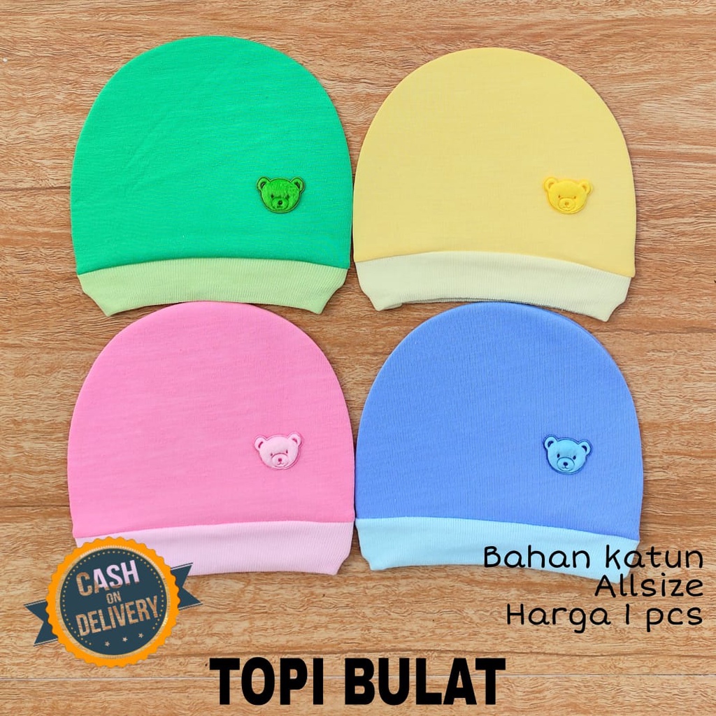 Topi bayi BULAT halus lembut perlengkapan bayi lahir