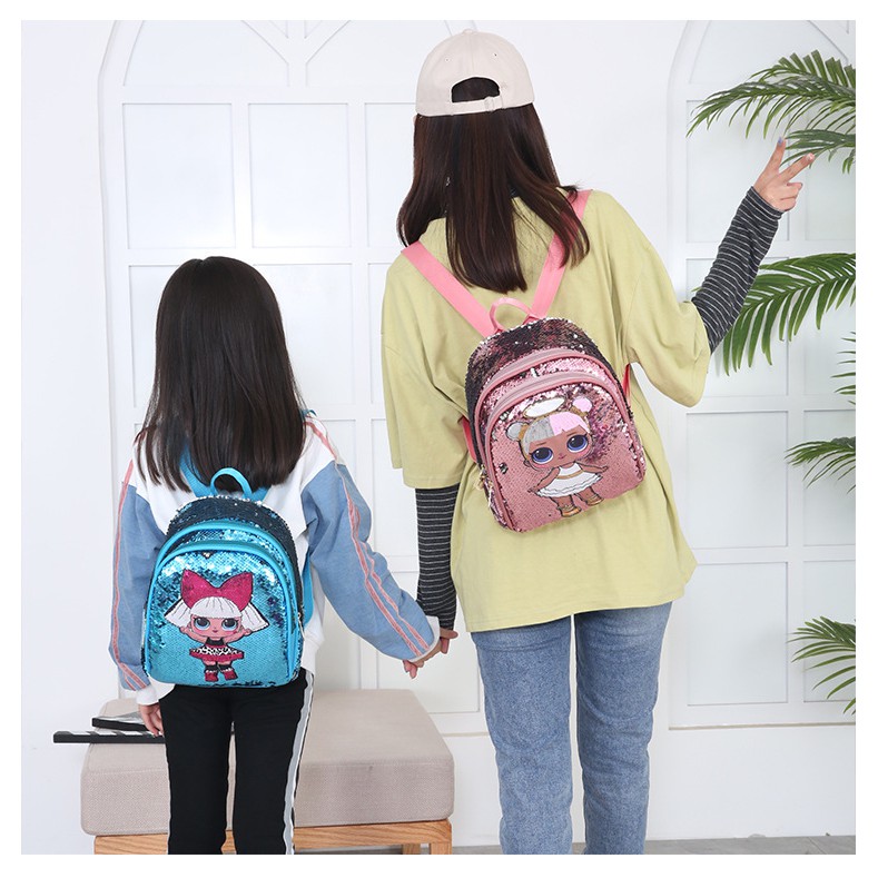 Tas Ransel Sequin LOL - LOL4 tas punggung anak perempuan mute flip bolak balik