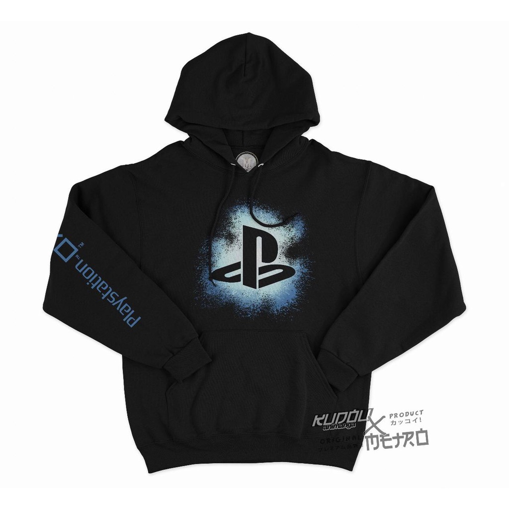 Hoodie Gamer Playstation Splash BLACK Cotton Fleece