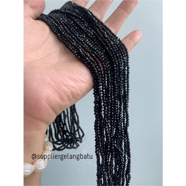 Crystal Ceko Doft 2mm hitam bahan aksesoris beads manik donat rondel