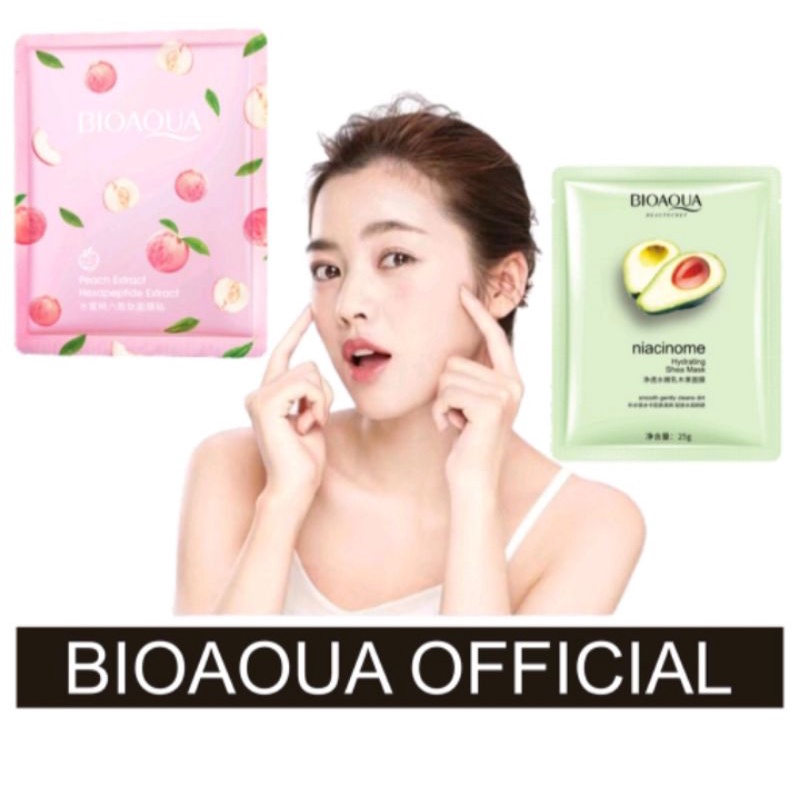 BIOAQUA SHEET MASK MASKER WAJAH HONEY BLUEBERRY COLLAGEN KIWI