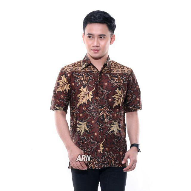 MURAH BATIK KEMEJA HEM PRIA MOTIF KEMBANG GEDE HITAM KEMEJA SERAGAM PEKALONGAN ALKHALIS-5