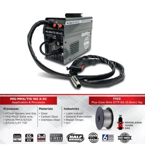 Mesin Las Multipro Mig MMA Tig 160 A-SC