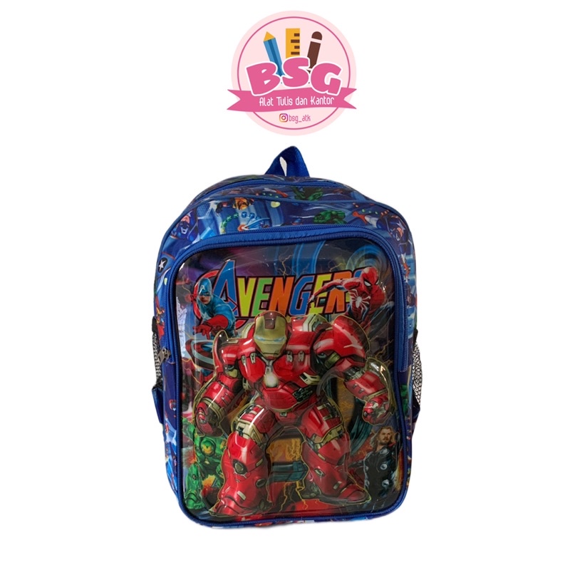 Tas Ransel anak laki laki TK SD karakter iron man biru