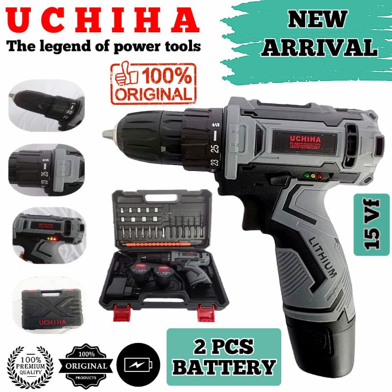 Mesin Bor Baterai Tangan  Cordless Drill Battery uchiha 15vf ori