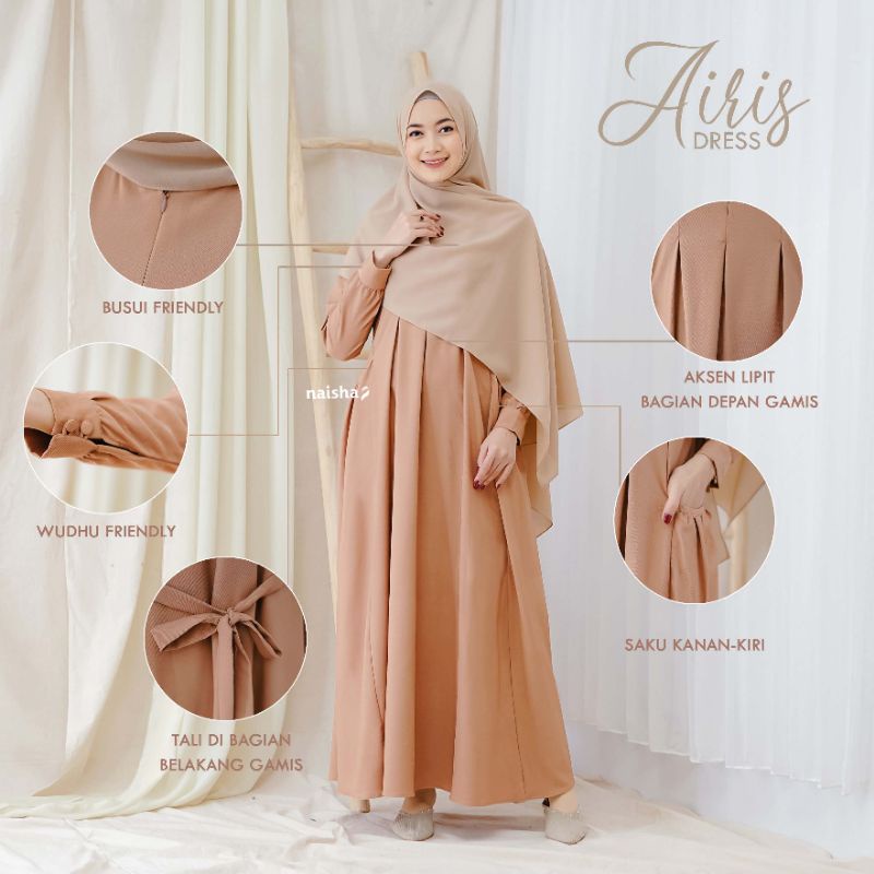 Gamis Airis by Naisa hijrah/Gamis syari/Dress busui/Gamis muslimah/Best seller/Bahan tory burch