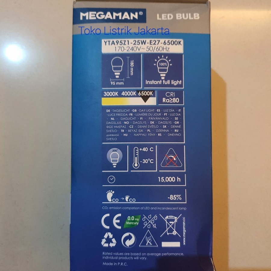 Barangunik2021-Bohlam Lampu LED 25 Watt Cahaya Putih MEGAMAN 6500K Terang Bagus White