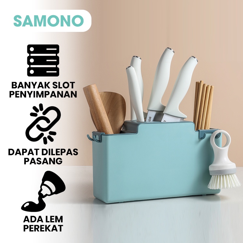 Samono Rak Gantung Dapur Penyimpanan Multifungsi Organizer Plastik Dapur Banyak Slot Penyimpanan Anti Pecah SSB03 Biru garansi 1 year samono