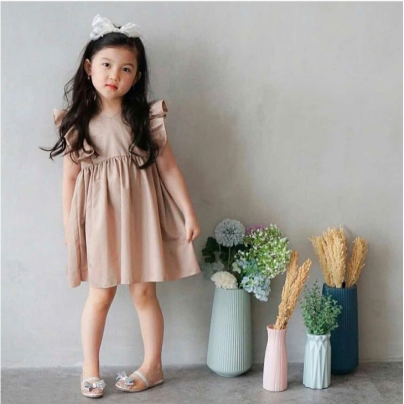 Dress anak ruffle-dress Ruby-Dress anak perempuan-ruffle anak polos-baju pesta anak