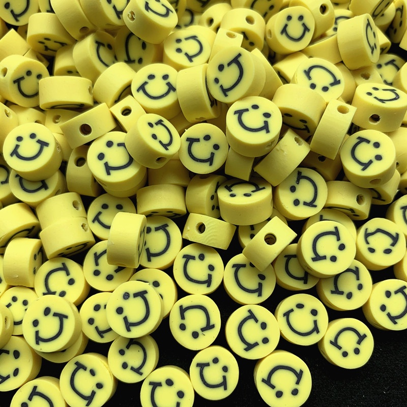 30 Pcs / Pack 10mm manik-manik tanah liat polimer smiley