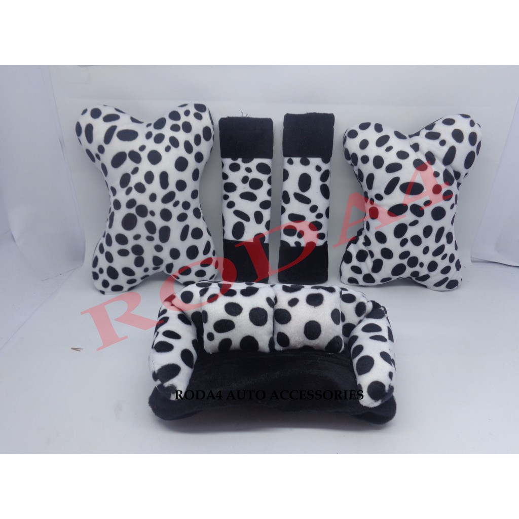 Bantal Mobil 3 In 1 Motif Bintik Polkadot Putih