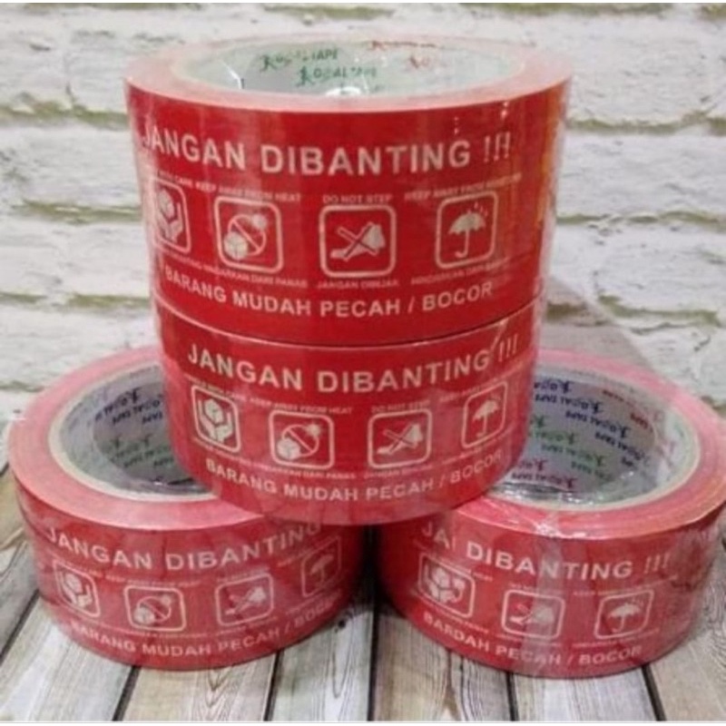 

1 ROLL LAKBAN GOAL TAPE FRAGILE MERAH /BERTULISKAN JANGAN DIBANTING 2 INCH 48 MM