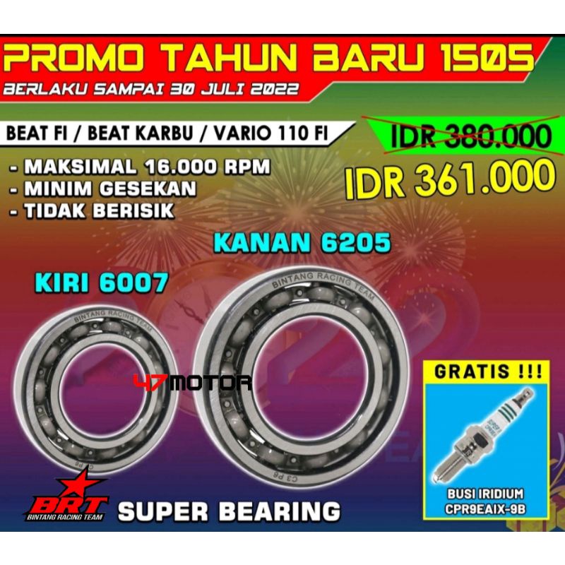 Promo 1505 Super Bearing BRT Klaher Kruk as 6007 6205 BEAT FI / BEAT KARBU / VARIO 110