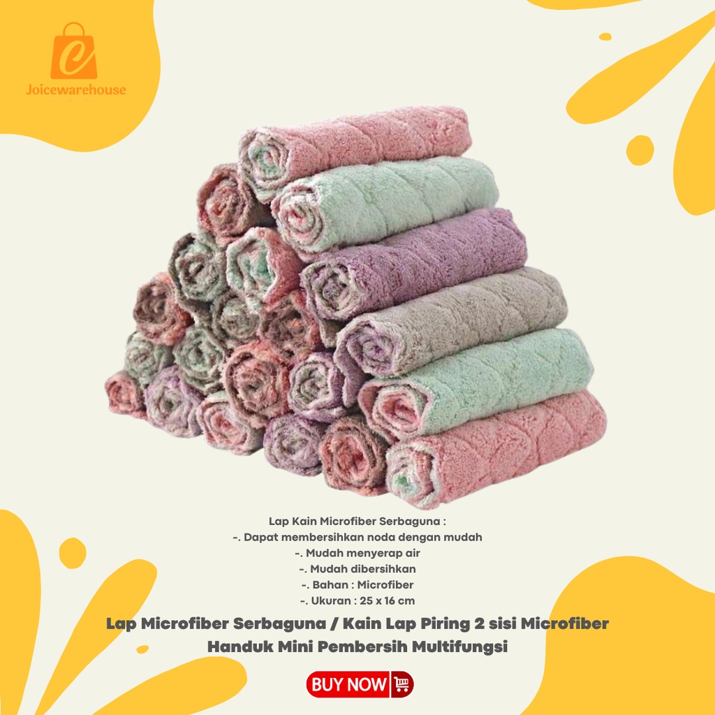 Lap Microfiber Serbaguna / Kain Lap Piring 2 sisi Microfiber / Handuk Mini Pembersih Multifungsi