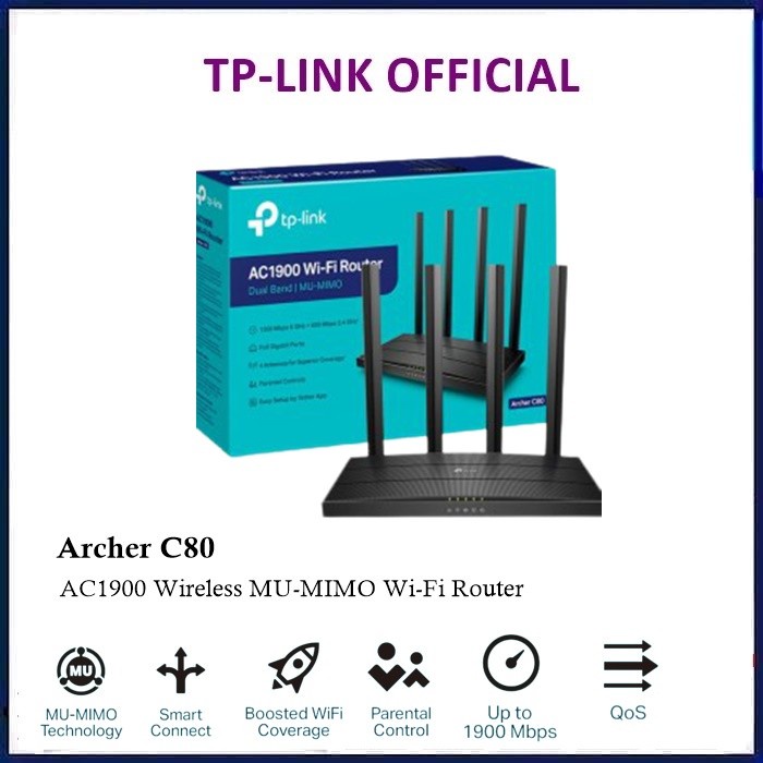 TP-LINK ARCHER C80 AC1900 WIFI ROUTER TPLINK ARCHER C80 C 80