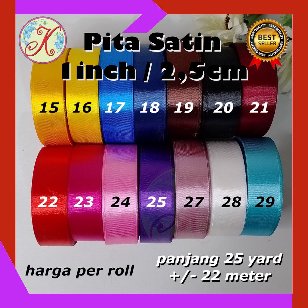 Pita Satin 1 INCH / 2,5 CM 25 YARD harga per roll