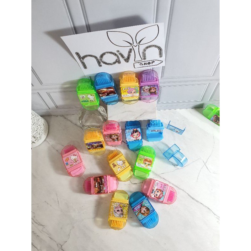 serutan 3 IN 1/serutan + hapusan + sikat/rautan sikat lucu/orotan anak-1