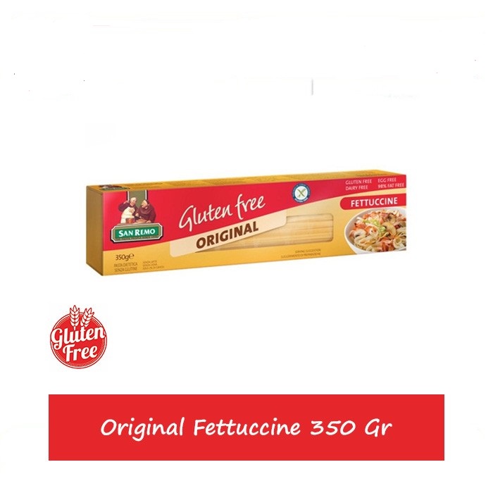 MIE PASTA FETTUCINE GLUTEN FREE SAN REMO 350GR GANDUM BPOM RI FETUCINI