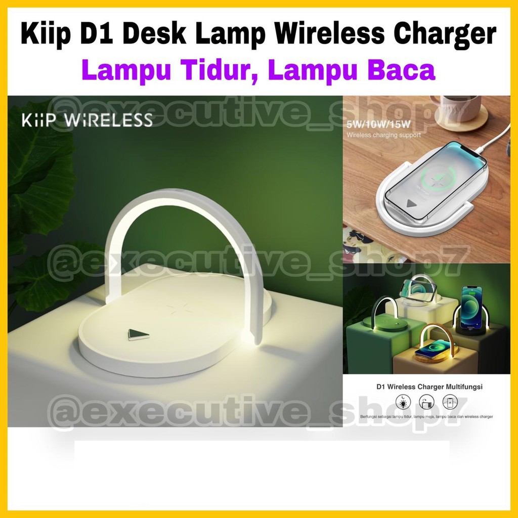 Kiip D1 Desk Lamp Wireless Charger - Lampu Tidur, Lampu Baca