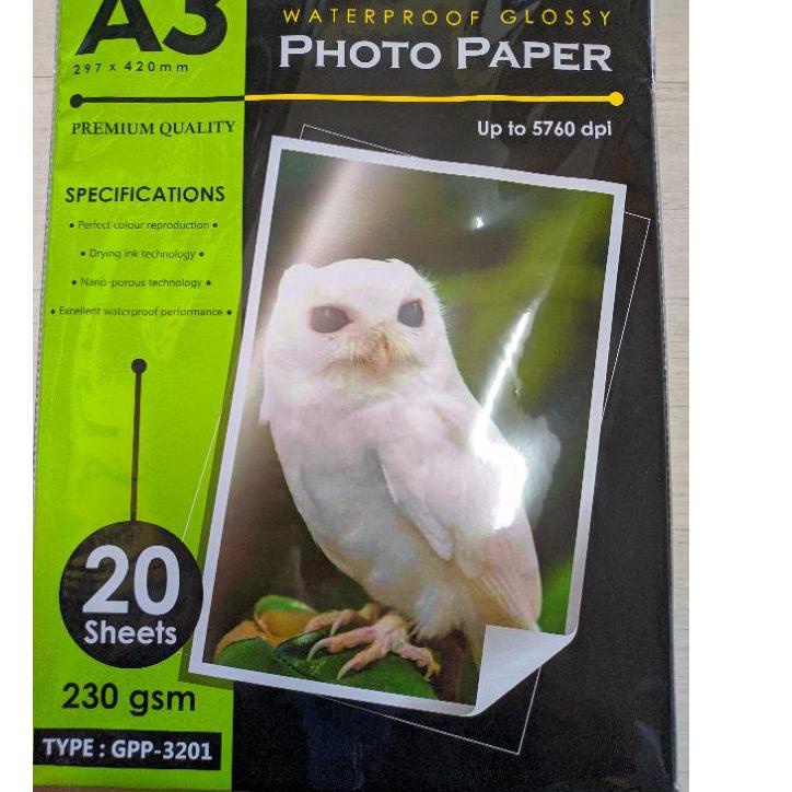 

VTEC KERTAS FOTO V-TEC GLOSSY PO PAPER A3 230 GSM GPP-3201 ,.