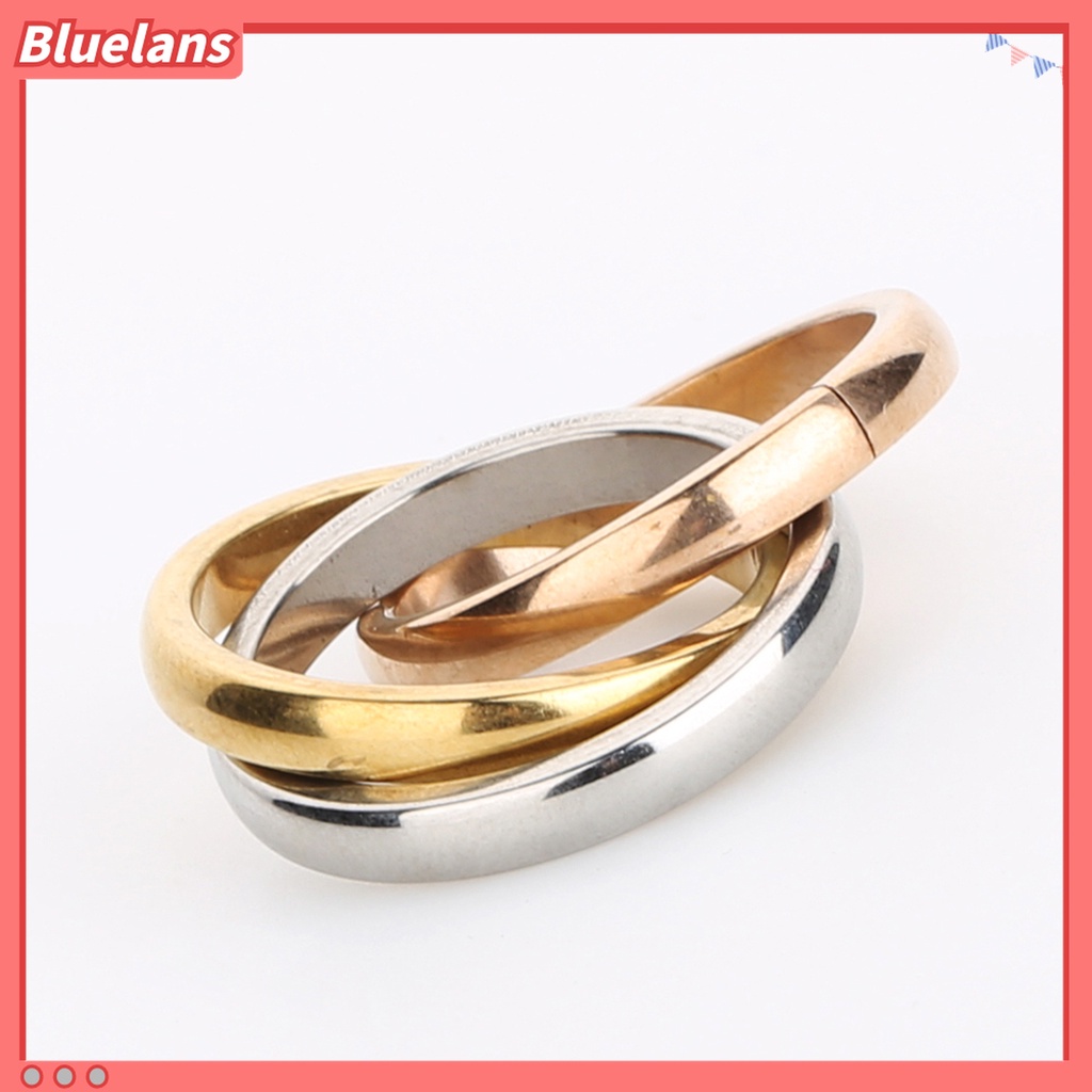 Cincin 3 Lapis Bahan Stainless Steel Model Slim Untuk Wanita