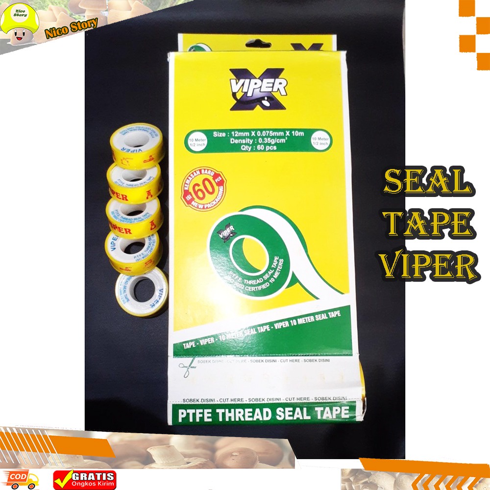 (NCS) Seal Tape VIPER PTFE Selotip Untuk Pipa Keran Air