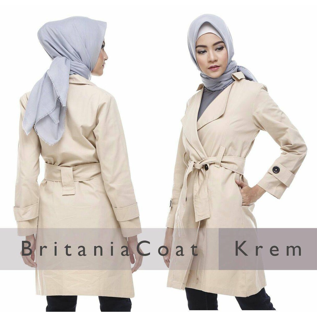 Jaket Wanita Muslimah Britania Coat Warna Krem
