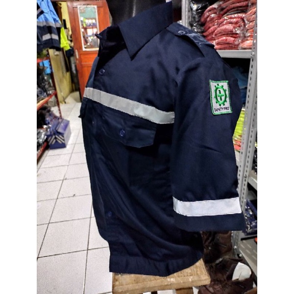 SERAGAM BAJU SAFETY DONGKER LENGAN PENDEK AMERIKA DRILL