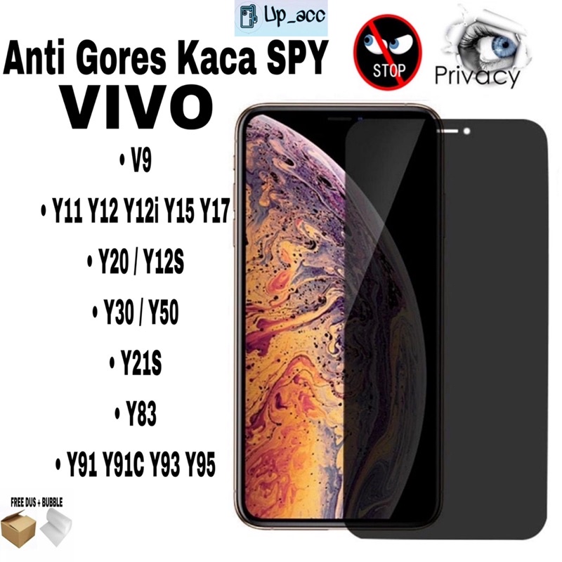 VIVO Y16 Y22 Y35 Y21 Y21T Y33S Y33T Y01 Y02 Y02S V9 Y11 Y12 Y12i Y15 Y17 Y12S Y21S Y30 Y50 Y83 Y91 Y91C Y93 Y95 Anti Spy / Anti Gores Kaca Spy Tempered Glass Anti Spy Full Cover