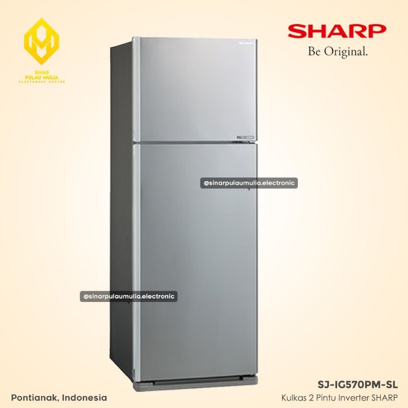 Sharp Kulkas 2 Pintu 428 Liter Inverter - SJ-IG570PM-SL / SJ IG 570 PM SL / SJ IG570PM SL