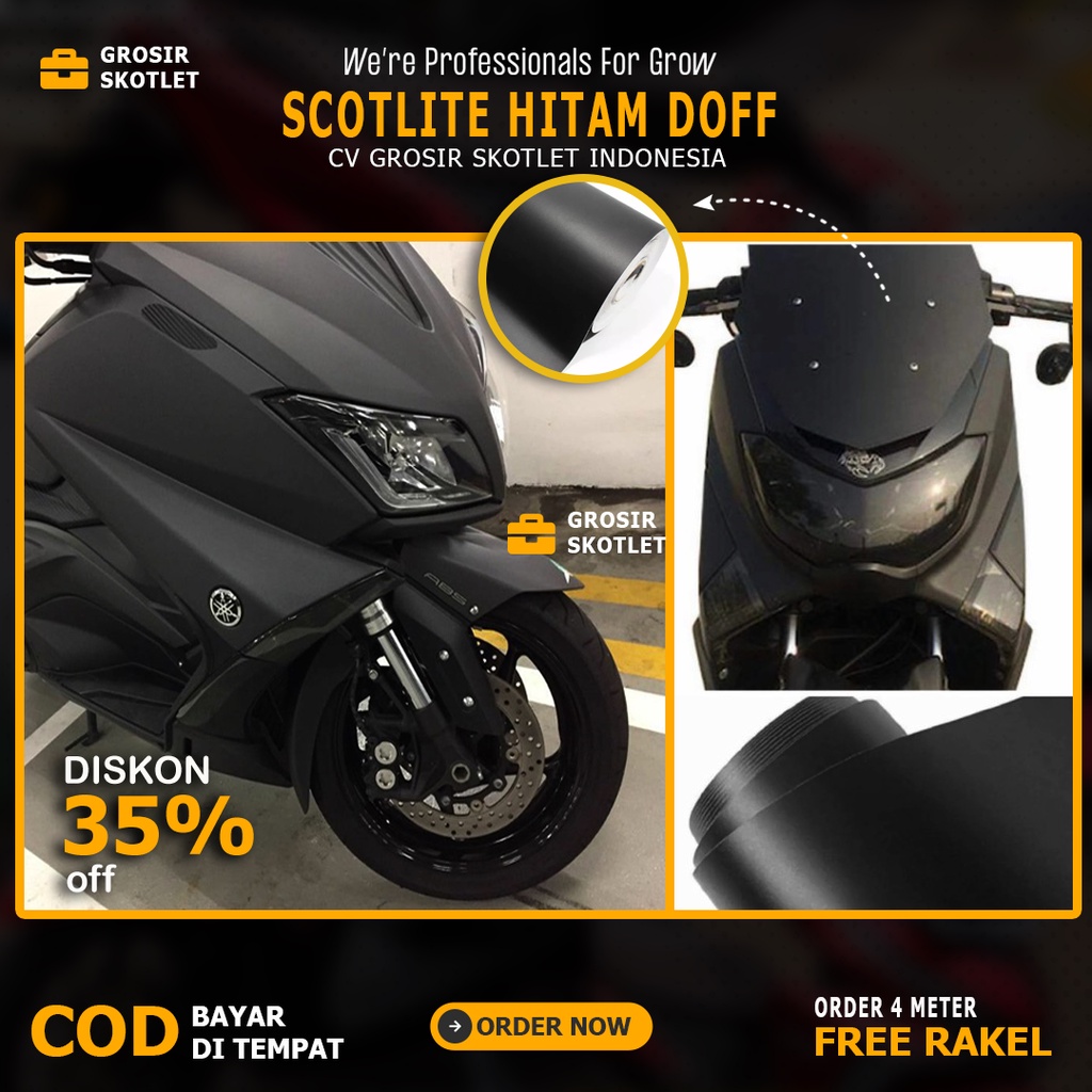 ALL NEW FLASH SALE sticker skotlet motor hitam doff stiker skotlet hitam glossy sticker Scotlite mot