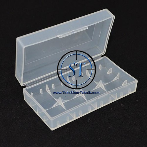 Case Box Casing Kotak Rumah Holder Baterai Battery Transparan 18650 16430 CR123A Isi 2 Baterai Plastik Tebal