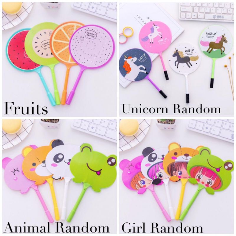 PENA KIPAS KARAKTER LUCU ANIMAL &amp; BUAH / PULPEN KIPAS IMPORT